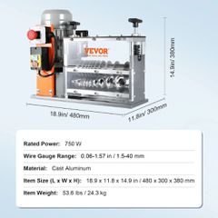 Αυτόματη Μηχανή Απογύμνωσης Καλωδίων VEVOR , 750 W, 10 Κανάλια B750W101538MMFDI9V2-thumb-3
