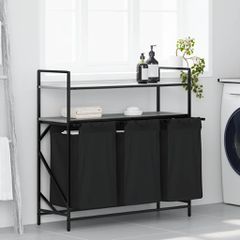 Καλάθι Απλύτων με 3 Θέσεις και Ράφια, Γκρι Sonoma 859083
