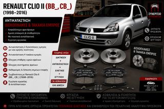 RENAULT CLIO II (BB_, CB_ ) (1998-2016) - Αντικατάσταση Δισκόπλακες & Τακάκια Εμπρός