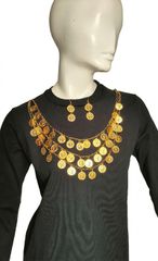 Παραδοσιακό Κολιέ με 43 Επίχρυσα Φλουριά & Διπλά Σκουλαρίκια – Σετ MARK185 3 Σειρές Κολιέ GOLD