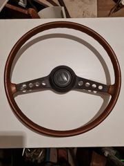 Vintage Autobianchi Fiat Original Wooden Steering Wheel with Central Hub in Excellent Condition Very Rare