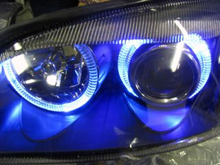 Φανάρια εμπρός Opel Astra G (1998-2004) angel eyes - μαύρα , χωρίς λάμπες (Η7) - σετ 2τμχ.-thumb-4