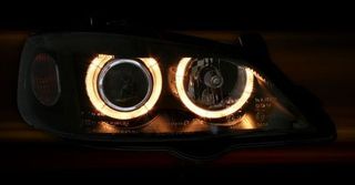 Φανάρια εμπρός Opel Astra G (1998-2004) angel eyes - μαύρα , χωρίς λάμπες (Η7) - σετ 2τμχ.-thumb-1