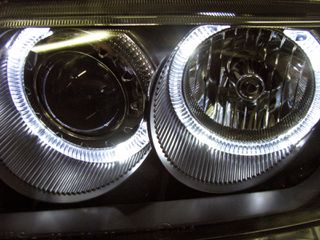 Φανάρια εμπρός Opel Astra G (1998-2004) angel eyes - μαύρα , χωρίς λάμπες (Η7) - σετ 2τμχ.-thumb-3