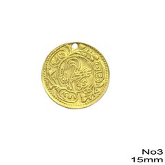 50 Τεμάχια Φλουρί Μπρούτζινο Άβαφο No3/15mm για Παραδοσιακές Στολές - MARK788-50 GOLD-thumb-1
