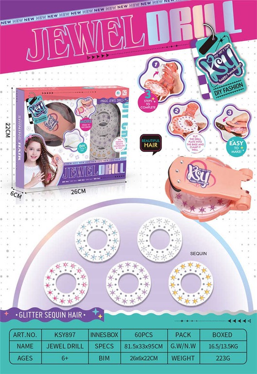 Σετ διακόσμησης μαλλιών με glitter - KSY897 - 233217