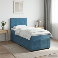 Κρεβάτι box spring με στρώμα Σκούρο Μπλε 90 x 190 cm Βελούδο 3451587