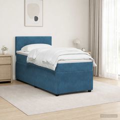 Κρεβάτι box spring με στρώμα Μπλε 90 x 200 cm Βελούδο 3453069