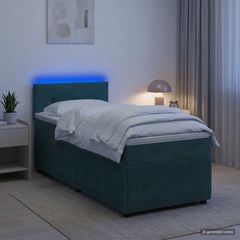Κρεβάτι box spring με στρώμα Σκούρο Πράσινο 100 x 200 cm 3453086