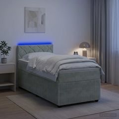 Κρεβάτι box spring με στρώμα Ανοιχτό γκρι 100 x 200 cm Βελούδο 3453089