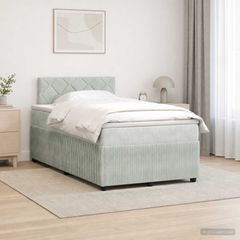 Κρεβάτι box spring με στρώμα Ανοιχτό γκρι 120 x 200 cm Βελούδο 3453125