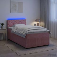Κρεβάτι box spring με στρώμα Ροζ 120 x 200 cm Βελούδο 3453130