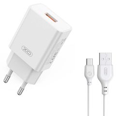 XO L127 USB-A QC18W Φορτιστής Γρήγορης Φόρτισης με Type-C Καλώδιο