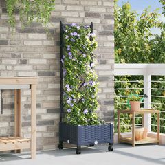 Γλάστρα κήπου με πέργκολα & τροχούς Γκρι 40 x 40 x 131,5 εκ. PP 3422936