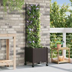 Γλάστρα κήπου με πέργκολα & τροχούς Καφέ 40 x 40 x 149 εκ PP 3422939