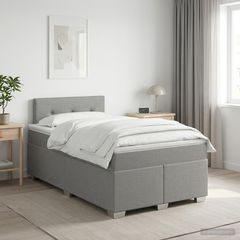 Κρεβάτι box spring με στρώμα Ανοιχτό γκρι 120 x 190 cm Ύφασμα 3450432