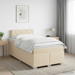 Κρεβάτι box spring με στρώμα Κρεμ 120 x 190 cm Ύφασμα 3450444
