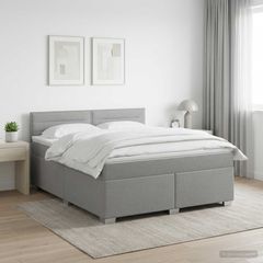 Κρεβάτι box spring με στρώμα Ανοιχτό γκρι 140 x 200 cm Ύφασμα 3450488