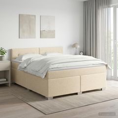 Κρεβάτι box spring με στρώμα Κρεμ 160 x 200 cm Ύφασμα 3450521