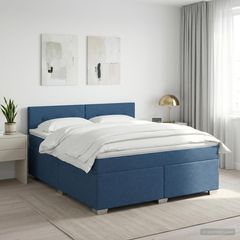 Κρεβάτι box spring με στρώμα Μπλε 160 x 200 cm Ύφασμα 3450522