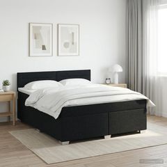 Κρεβάτι box spring με στρώμα Μαύρο 180 x 200 cm Ύφασμα 3450532
