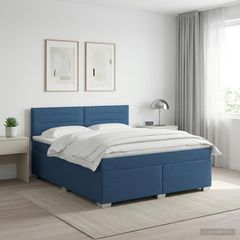 Κρεβάτι box spring με στρώμα Μπλε 180 x 200 cm Ύφασμα 3450536