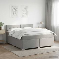 Κρεβάτι box spring με στρώμα Ανοιχτό γκρι 180 x 200 cm Ύφασμα 3450537
