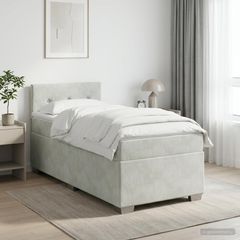 Κρεβάτι box spring με στρώμα Ανοιχτό γκρι 90 x 200 cm Βελούδο 3450638