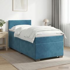 Κρεβάτι box spring με στρώμα Σκούρο Μπλε 90 x 200 cm Βελούδο 3450642