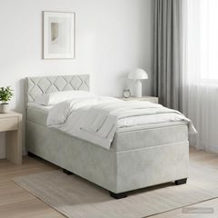 Κρεβάτι box spring με στρώμα Ανοιχτό γκρι 90 x 200 cm Βελούδο 3450644