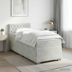 Κρεβάτι box spring με στρώμα Ανοιχτό γκρι 100 x 200 cm Βελούδο 3450650