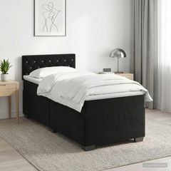 Κρεβάτι box spring με στρώμα Μαύρο 100 x 200 cm Βελούδο 3450652