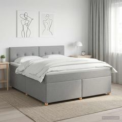 Κρεβάτι box spring με στρώμα Ανοιχτό γκρι 160 x 200 cm Ύφασμα 3450993