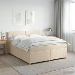 Κρεβάτι box spring με στρώμα Κρεμ 160 x 200 cm Ύφασμα 3450998