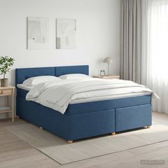 Κρεβάτι box spring με στρώμα Μπλε 160 x 200 cm Ύφασμα 3450999