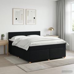 Κρεβάτι box spring με στρώμα Μαύρο 180 x 200 cm Ύφασμα 3451009