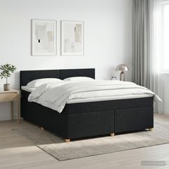 Κρεβάτι box spring με στρώμα Μαύρο 180 x 200 cm Ύφασμα 3451016