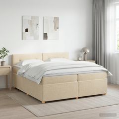Κρεβάτι box spring με στρώμα Κρεμ 200 x 200 cm Ύφασμα 3451040