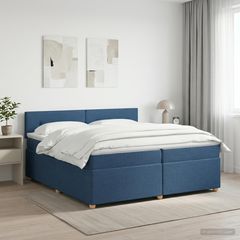 Κρεβάτι box spring με στρώμα Μπλε 200 x 200 cm Ύφασμα 3451041