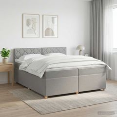 Κρεβάτι box spring με στρώμα Ανοιχτό γκρι 200 x 200 cm Ύφασμα 3451042