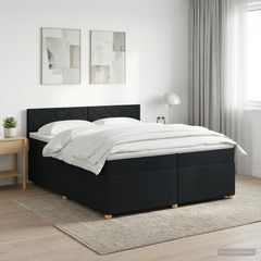 Κρεβάτι box spring με στρώμα Μαύρο 200 x 200 cm Ύφασμα 3451044