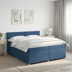 Κρεβάτι box spring με στρώμα Μπλε 200 x 200 cm Ύφασμα 3451048