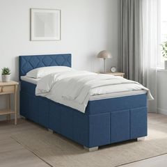 Κρεβάτι box spring με στρώμα Μπλε 90 x 200 cm Ύφασμα 3451135