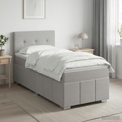 Κρεβάτι box spring με στρώμα Ανοιχτό γκρι 100 x 200 cm Ύφασμα 3451143