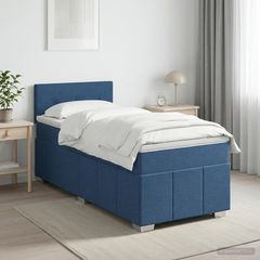 Κρεβάτι box spring με στρώμα Μπλε 100 x 200 cm Ύφασμα 3451149