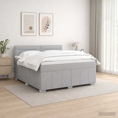 Κρεβάτι box spring με στρώμα Ανοιχτό γκρι 140 x 190 cm Ύφασμα 3451199