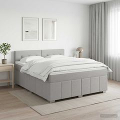 Κρεβάτι box spring με στρώμα Ανοιχτό γκρι 140 x 190 cm Ύφασμα 3451206