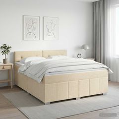 Κρεβάτι box spring με στρώμα Κρεμ 140 x 200 cm Ύφασμα 3451232