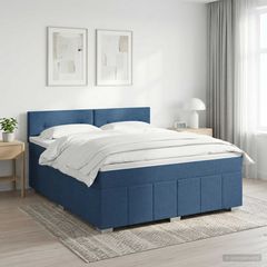 Κρεβάτι box spring με στρώμα Μπλε 140 x 200 cm Ύφασμα 3451233