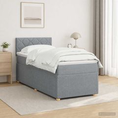 Κρεβάτι box spring με στρώμα Ανοιχτό γκρι 90 x 190 cm Ύφασμα 3451363
